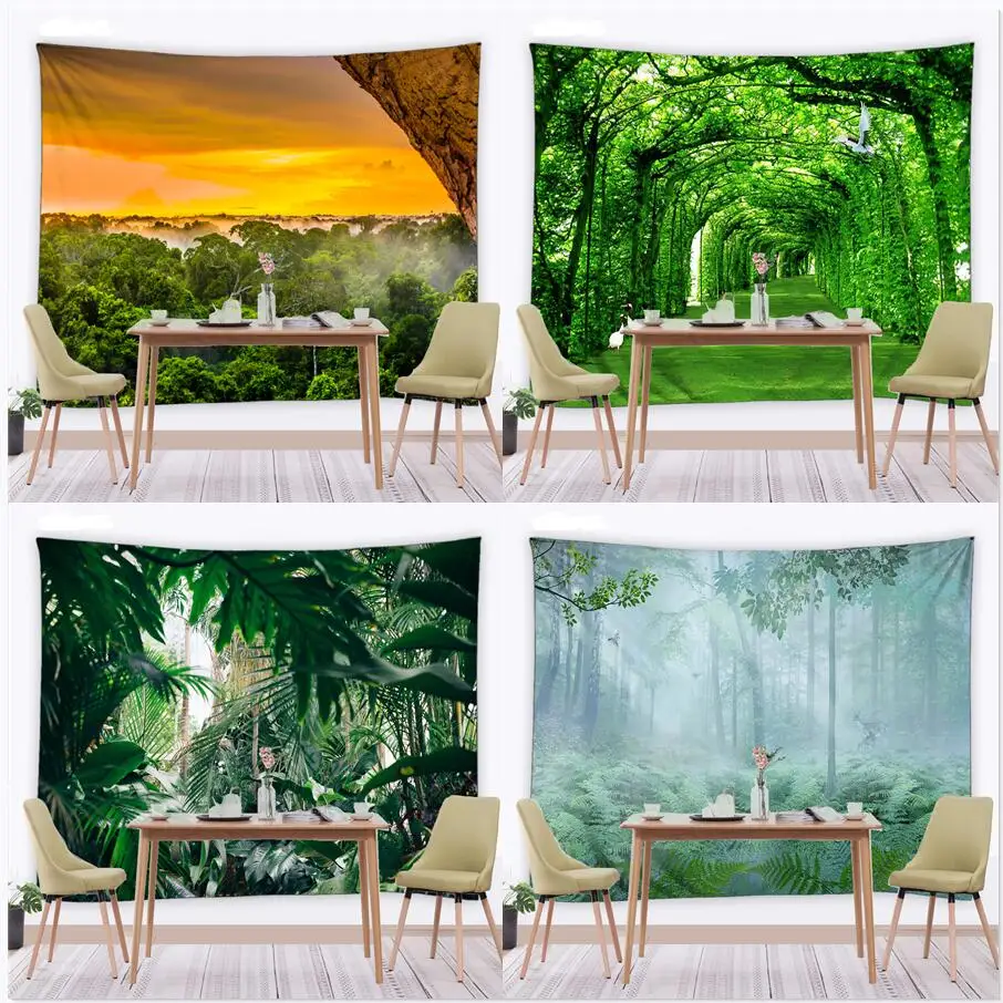 

3D natural landscape Tapestry Summer Forest Tropical Rain Forest Scenery Tapestry Wall Hanging Home Decor Tapestries TableCloth