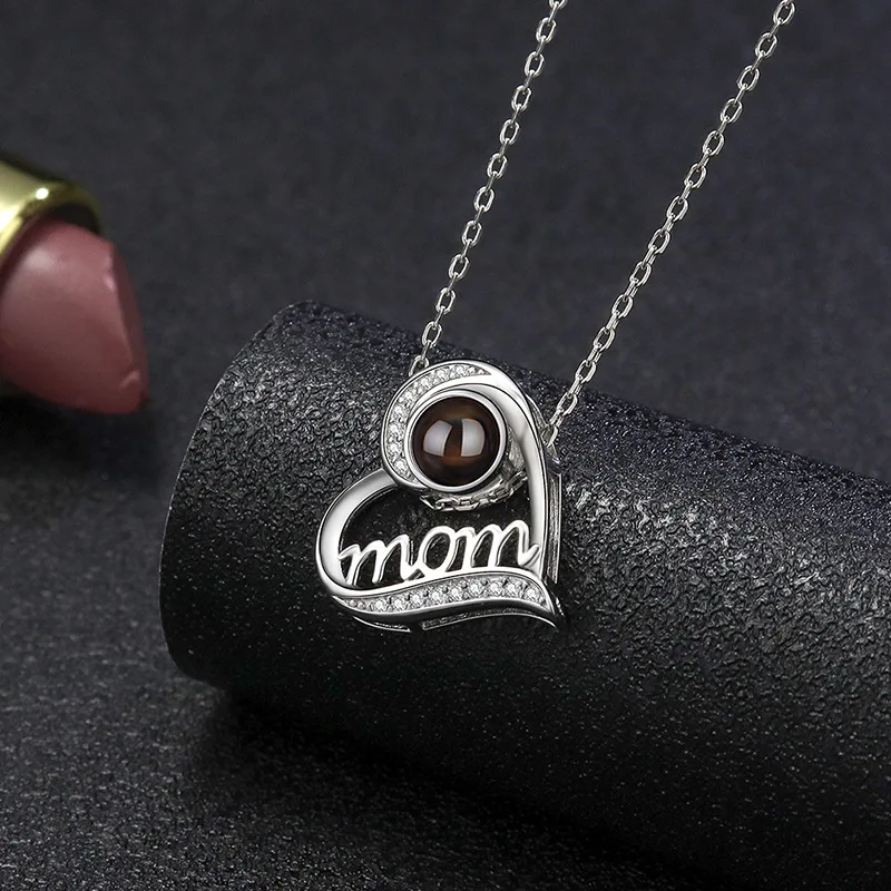 S925 Sterling Silver Personalized Heart Photo Projection Necklace For Mother Day Birthday Gift 2023 Photo Custom Pendant Jewelry