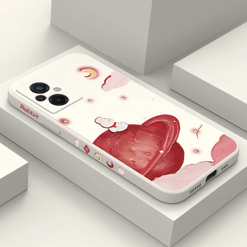 

Moon Rabbit Phone Case For Xiaomi Poco M5 M5S F5 X5 F4 X4 M4 F3 X3 M3 F2 X2 Pro C40 4G 5G GT Liquid Silicone Cover