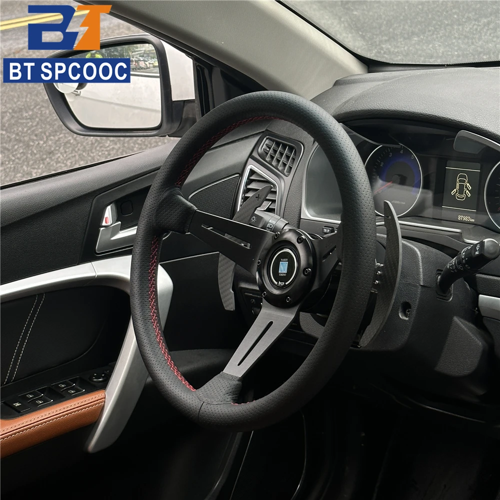 Рулевое колесо 14 дюймов автомобильное Спортивное глубокое ПЕРФОРИРОВАННОЕ