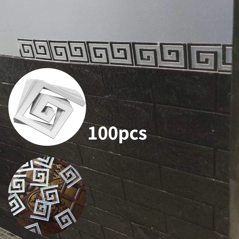 

100pcs Wall Stickers DIY Acrylic Living Room Bedroom Modern Labyrinth Mirror Decorative Decals Home Accessories Wall Decor