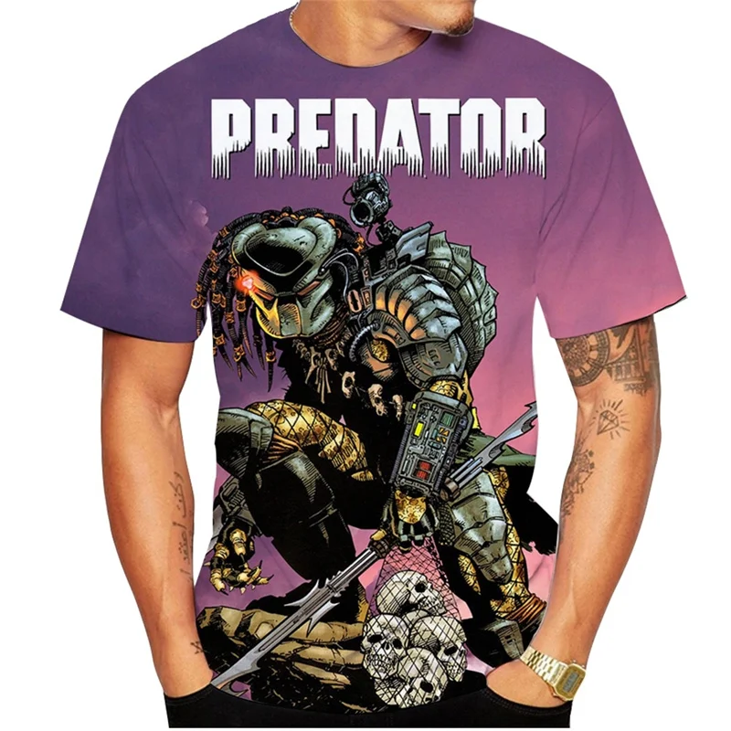 

Новинка 2023, футболка для мужчин и женщин с 3D-принтом хищника, футболки с графом из фильма, летняя модная трендовая индивидуальная футболка, крутые Топы в уличном стиле