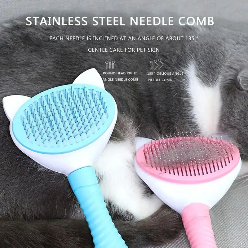 

Cat Grooming Thick Needle Brush Self Cleaning Loose Hair Remove Multipurpose Massage Slicker Comb For Cat Dog Pet Groom Products