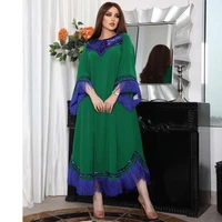 muslim dress women new middle east tassel patchwork sequin green dress muslim arab robe elegant fashion female maxi dress