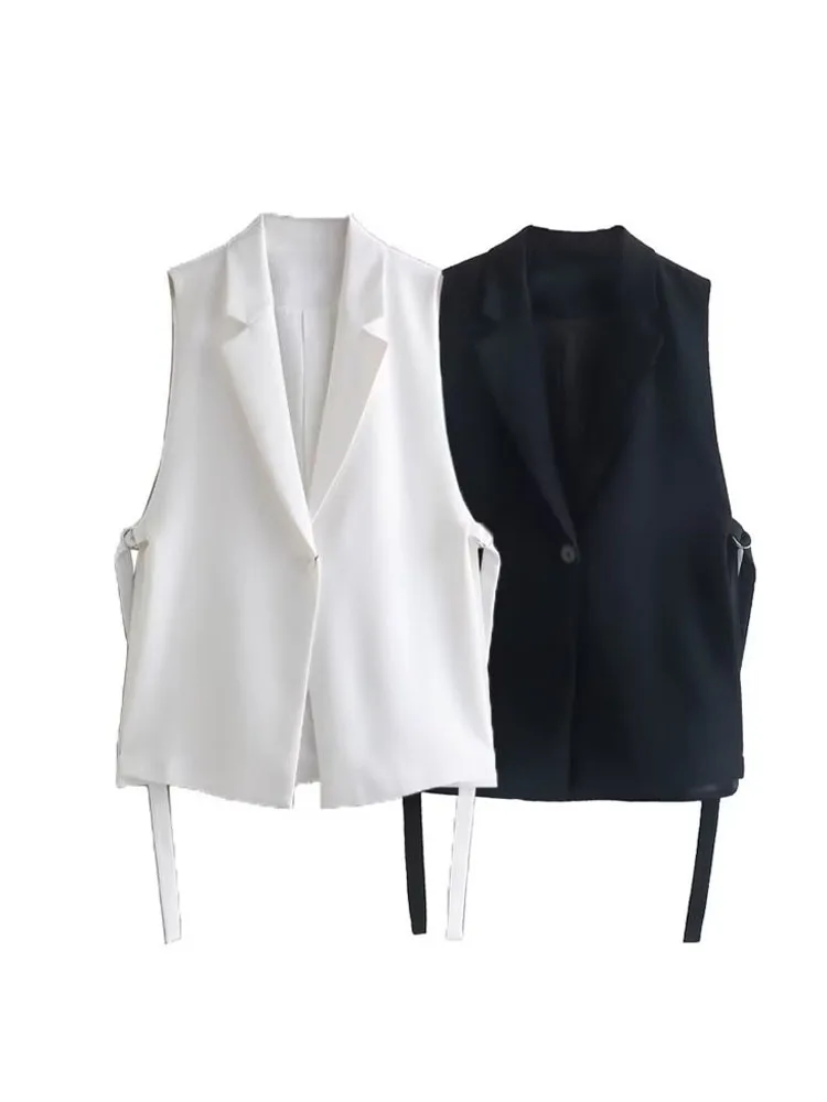 

Женский жилет без рукавов PB & ZA, винтажный двухцветный жилет с разрезом, модель 2158878 на лето, 2022