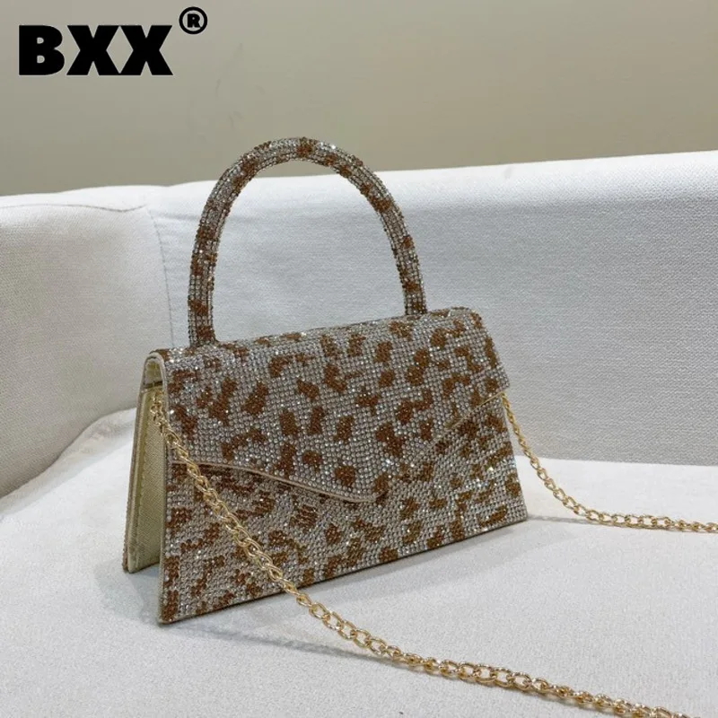 

[BXX] вечерние сумки с леопардовым принтом для женщин, новинка 2023, корейская модная сумка-конверт с цепочкой, сумки через плечо, 8AB150