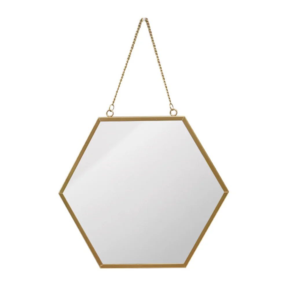 

Vanity Mirror Wall Hanging Decorative Creative Hexagon Metal Bathroom Makeup Round Mirrors