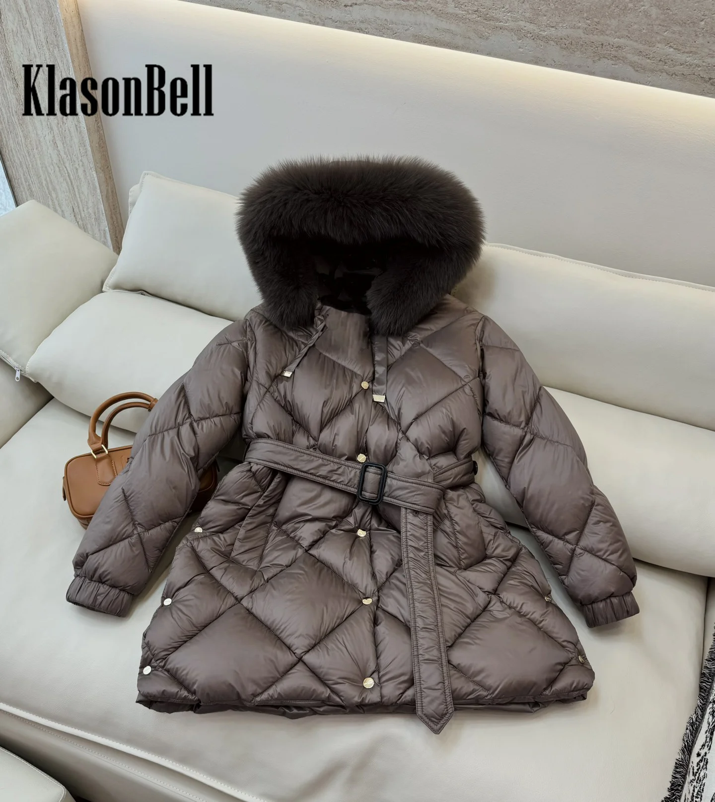 9 5 KlasonBell Женская модная меховая куртка с капюшоном стеганая клетчатая узором