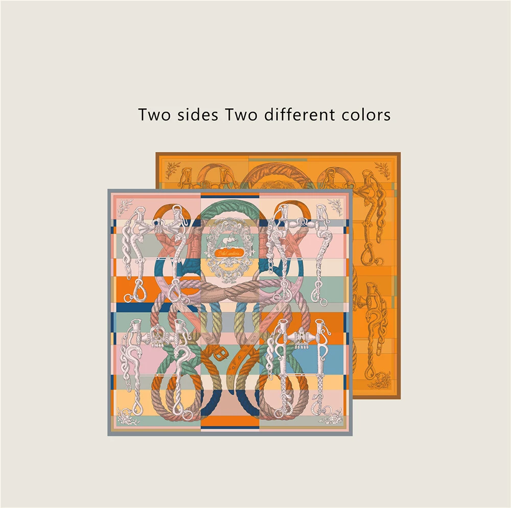 Роскошный саржевый шелковый шарф с двойным принтом 90 см квадратные банданы