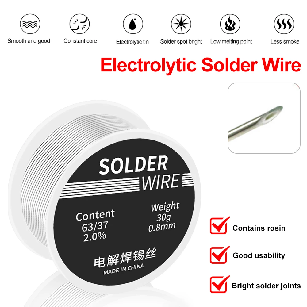 

0.8 mm Solder Wire High Purity Rosin Welding Wire Roll with Low Melting Point for Electrical Soldering DIY Electronics 2% Flux