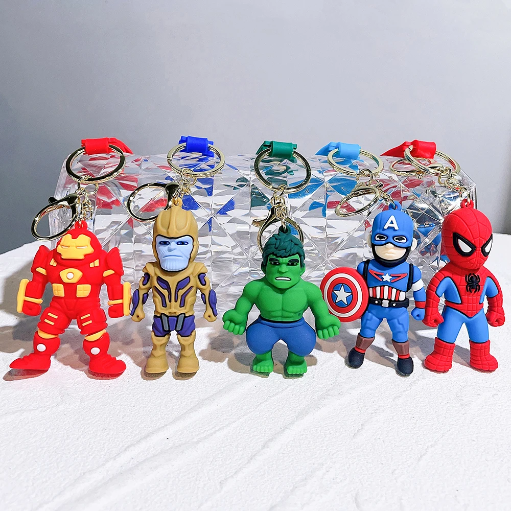 

Disney Marvel Movie The Avengers Silicone Keychain Superhero Thor Iron Man Spider Man Captain America Keyring Gifts for Children