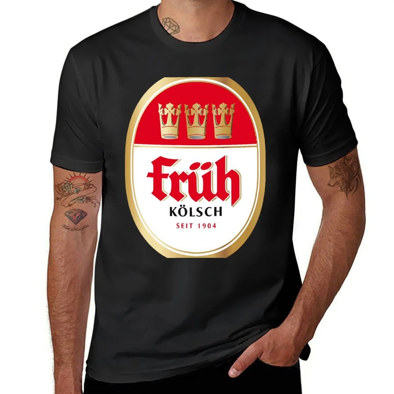 Früh K?lsch пивоваренное местное пиво с логотипом! Белая дизайнерская футболка для