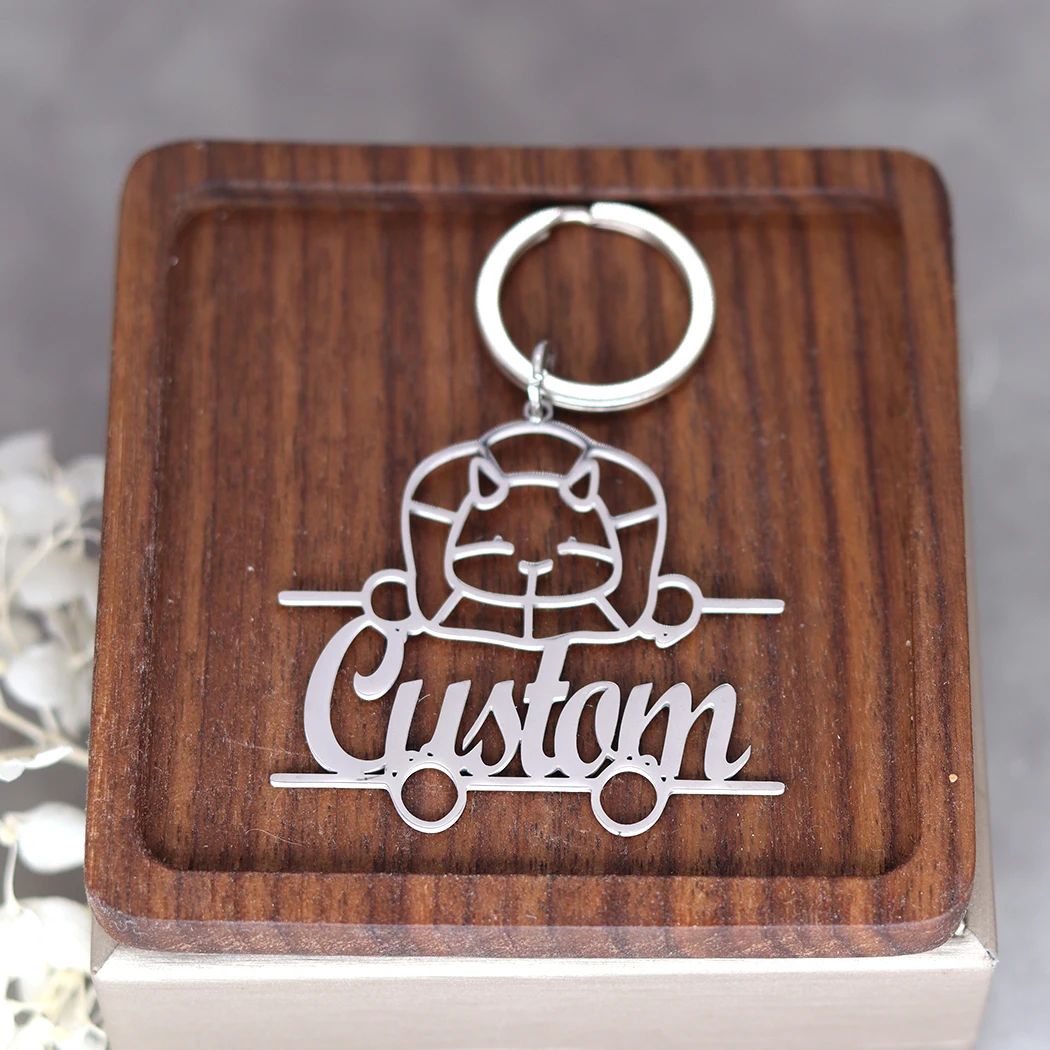 QIMING индивидуальное имя брелок с изображением льва для женщин из нержавеющей