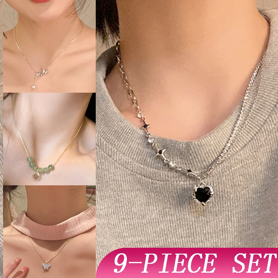 

Fairy Choker Necklace Women Versatile Popular Collar Chain Fashion Clavicle Beauty Girls imitation Pearl Style Lady Jewelry Set
