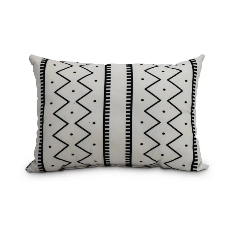 

14" x 20" Mudcloth Cream Abstract Decorative Outdoor Pillow