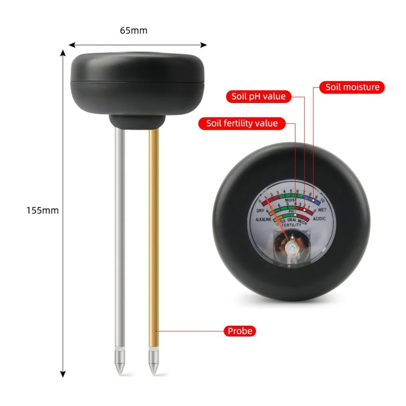 

Прибор для измерения pH почвы 3 в 1, тестер влажности и фертильности для дома и сада, газона, фермы, растений, трав, инструменты для ухода за рас...