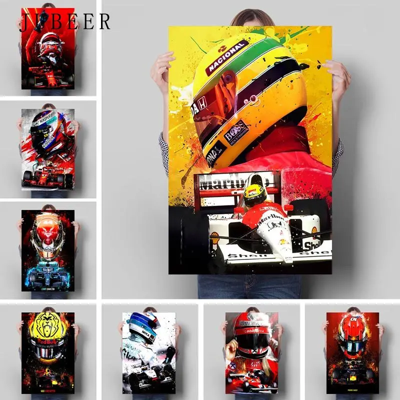 F1 Racing Driver настенный постер Ayrton Senna холст живопись Charles Leclerc картинки для гостиной