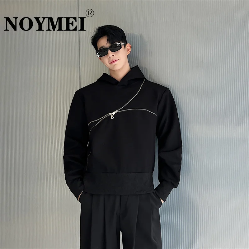 

NOYMEI Korean Style Niche Metal Zipper Design Hooded Pullover Solid Color Fashionable 2023 Autumn New Sweatshirt WA2544