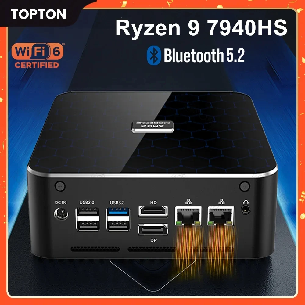 

2023 Gaming Mini PC 6nm AMD Rzyen 9 7940HS 7 7840HS Mini Computer 2xDDR5 4800MHz 2xPCIe4.0 2x2.5G LAN 2x8K UHD HTPC WiFi6 BT5.2
