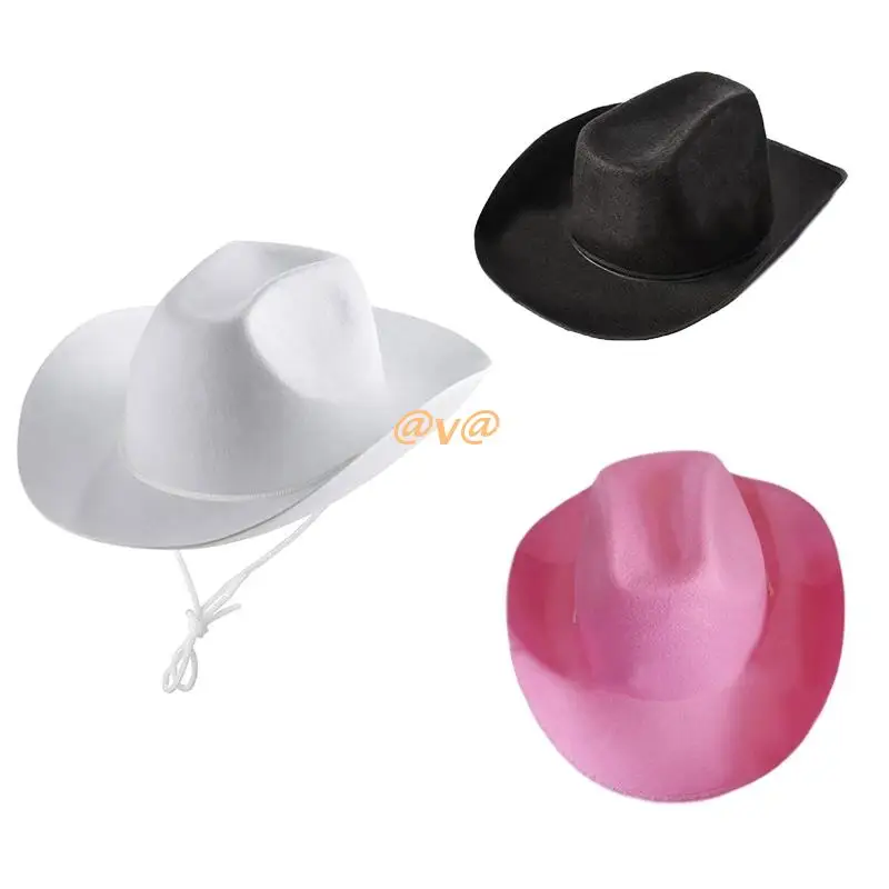 

Fashion Vintage Cowboy Hat Western Style Large Brim Hat Hats Fedora Felt Cowboy Jazz Hat Accessory Wide Curve Brim