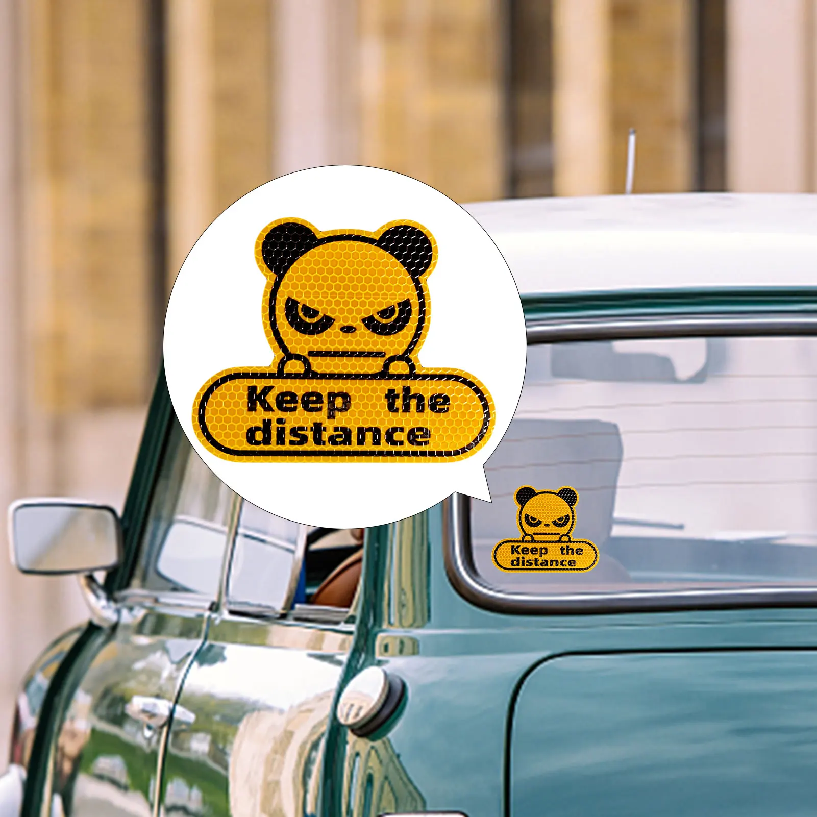 

Keep The Distance Strongly Reflective Stickers for Cars Creative Panda Auto Sticker High Visibility Self-Adhesive Diamond Grad