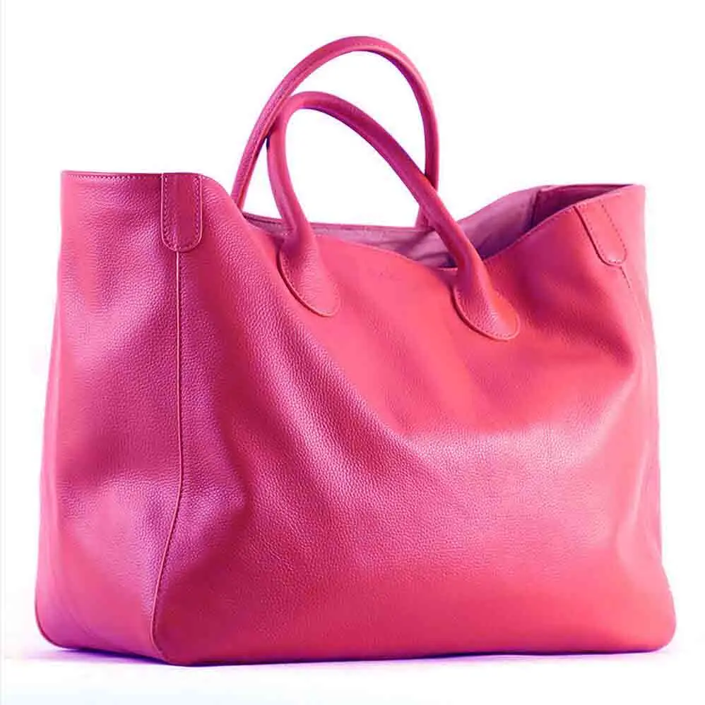 

Genuine Leather Tote for Women Handbag Solid Color Vintage Shopper Purses Large Clutch Bag