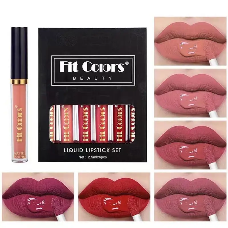 

Liquid Lipstick Makeup Long-lasting Wear Liquid Lip Gloss Nonstick Cup Lipstick 6pcs Waterproof Liquid Lipsticks Moisturizing