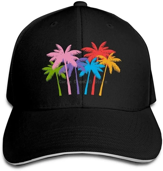 

Men's Baseball Cap Colored Palm Trees On The Beach Cotton Trucker Hat Adjustable Vintage Sports & Outdoors Caps Black