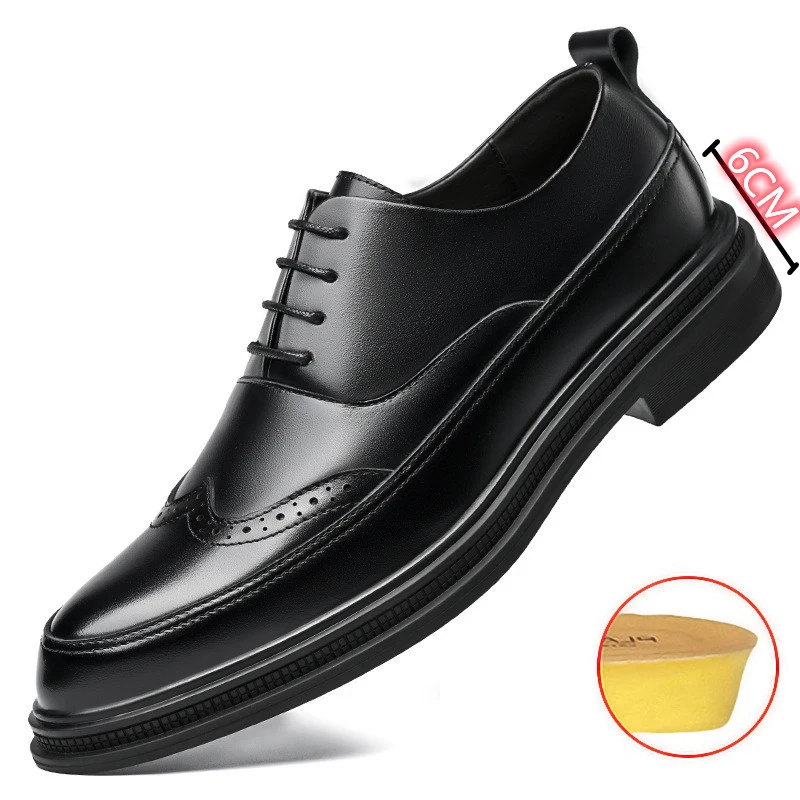 

Jordy увеличивающие рост мужские свадебные туфли броги на каблуке мужские деловые лифтовые туфли модные мужские туфли оксфорды