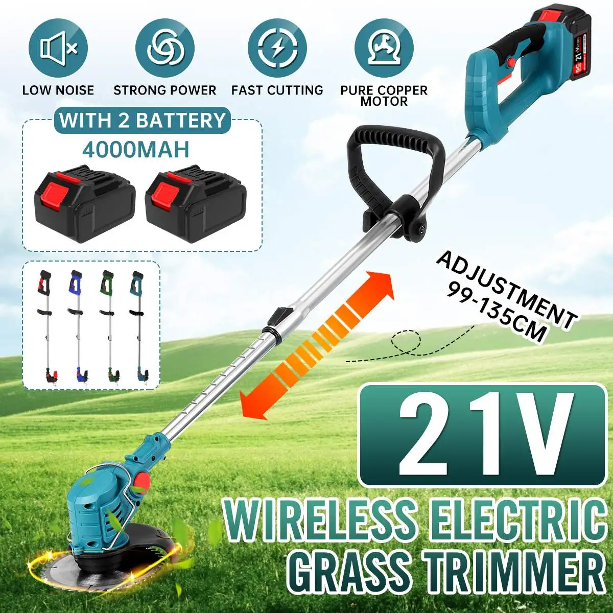 

12/21V 900W Drillpro Electric Lawn Mower Li-ion Cordless Grass Trimmer Pruning Garden Tools Compatible for Makita 18V Battery