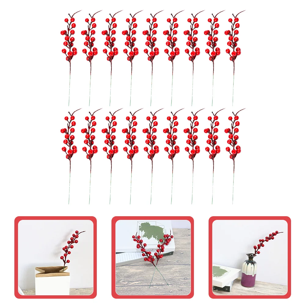 

Berry Red Christmas Artificial Stems Picks Berries Fake Branches Flower Decorations Tree Blueberry Decorationburgundy Crafts