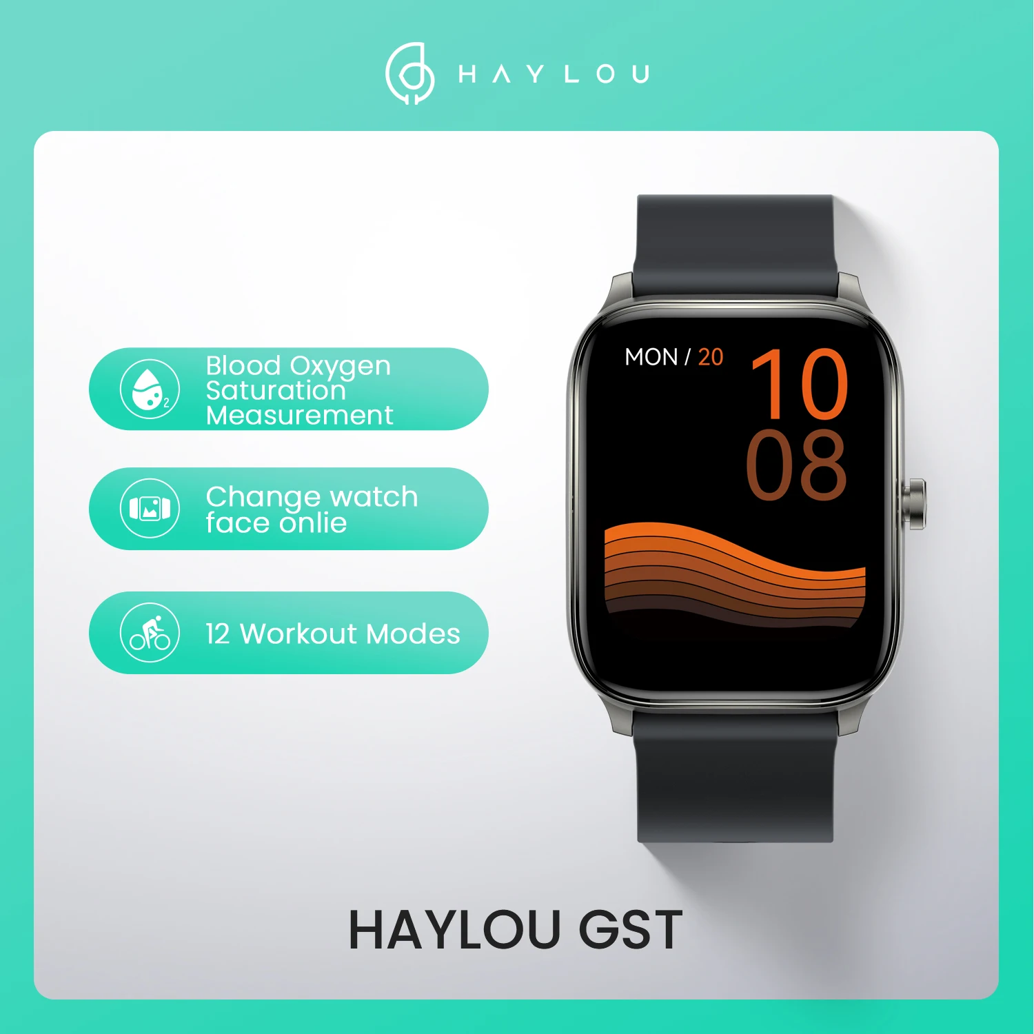 

Haylou GST smart watch Men Women watch Blood oxygen Heart Rate Sleep monitor 12 Sport Models Custom watch face Global version