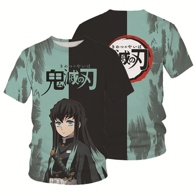 Hot Sale 3D Printing T shirts Anime Demon Slayer Parent-child Tshirt Children's Clothing Short Sleeve Sweatshirt Cartoon Tops 2
