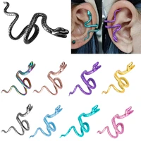 2022 new punk metal snake earrings for woman 9 color style hip hop purple viper ear bones clip jewelry wholesale gift charm