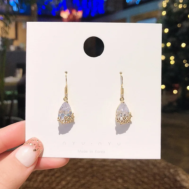 

S925 Silvers 2022 New French Crystal Drop Dangle Earrings Fashion Women Classic Jewellery for Woman Earrings Wholesale