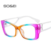 soei fashion cat eye colorful sunglasses women retro double color eyewear men gradient shades uv400 sun glasses
