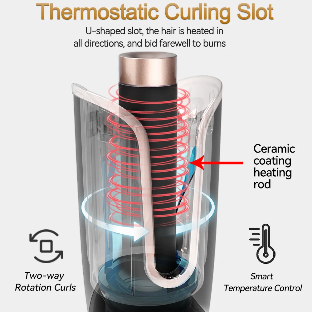 Auto Rotating Ceramic Hair Curler Automatic Curling Iron Styling Tool Wand Air Spin and Curl Waver