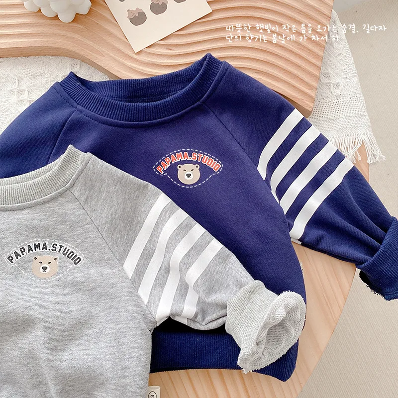 2022 Autumn New Baby Letter Tracksuit T-shirt Suit For 0-5 Years Boy Children Girl Striped Long Sleeve Tops + Pants 2pcs Set