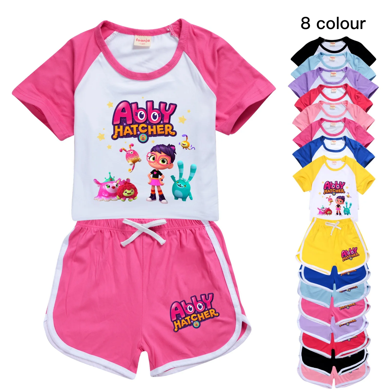 

Summer Kids Clothes Girls Abby Hatcher T-shirt + Pants Sets Short Sleeve Tracksuit Children's Cartoon Outfits Sportwear