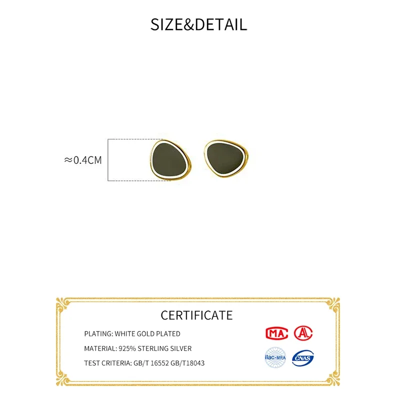 Женские серьги-гвоздики из серебра 925 пробы с отверстием для ушей