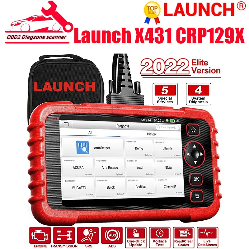 

Launch X431 CRP129X OBD2 Scanner Code Reader Diagnostic Tools Engine ABS SRS AT Oil SAS EPB TPMS Reset Creader129X OBDII launch