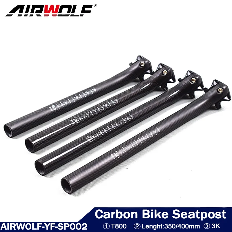 

AIRWOLF Carbon Bike Seatpost Diameter 27.2 30.8 31.6 Mm Length 350 400 Mm Road/Mountain Bicycle Seatpost 3K Mtb Seat Post