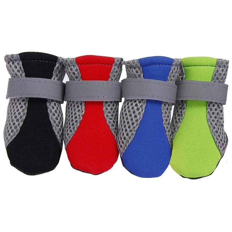 

4pcs Reflective No-Slip Dog Shoes Outdoor Sock Waterproof Boots Breathable Rain Wear Paw Protector