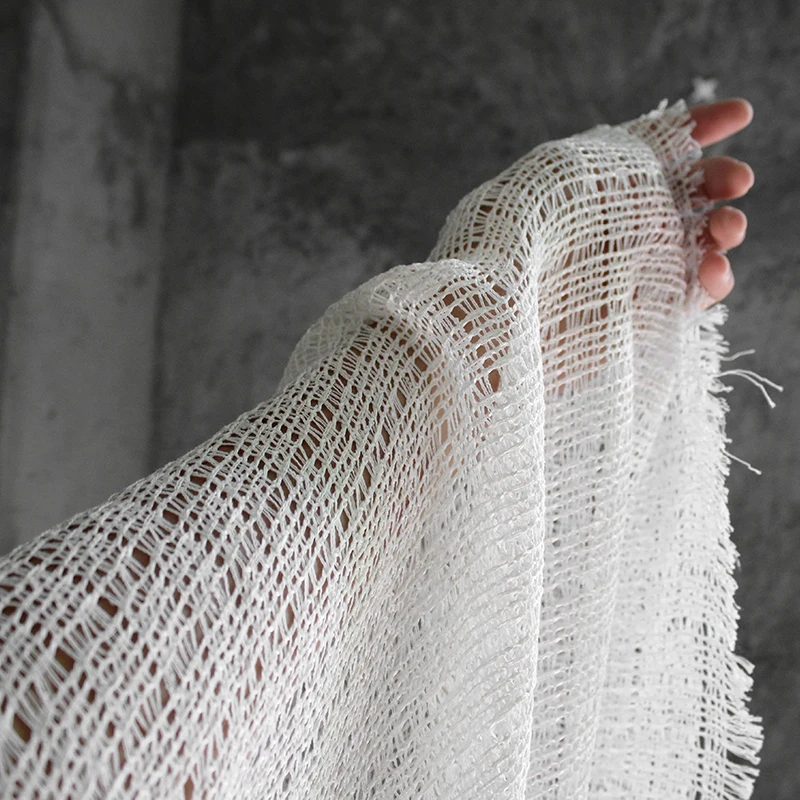 

Ажурная текстура рисовая белая хлопчатобумажная льняная пряжа Hanfu льняная антикварная ткань юбка одежда дизайнерская ткань