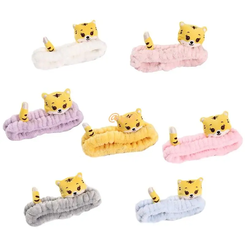 

Plush Hairband Cute Headband Soft Elastic Non-slip Headwrap for Facial Cleaning
