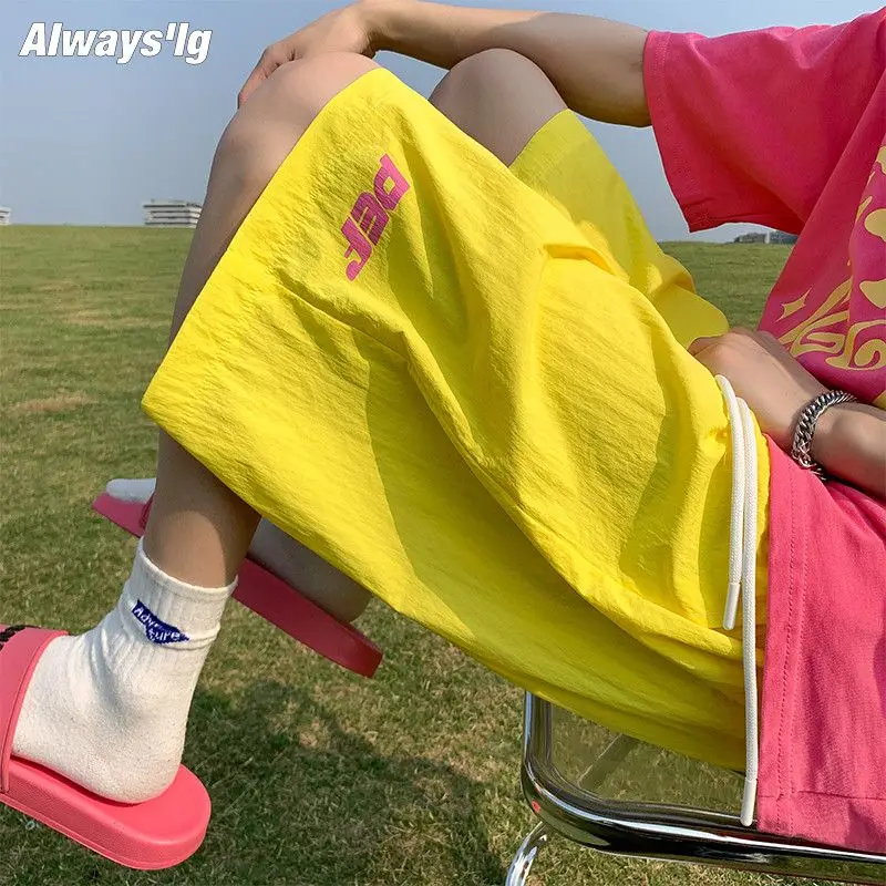 Summer new exterior  dopamine color matching quick-drying shorts refreshing and breathable youth casual men's and women's models