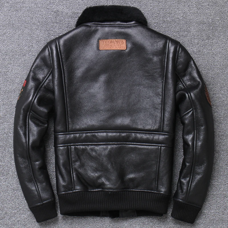 Зимние утолщенные кожаные куртки из натурального овечьего меха мужская летная