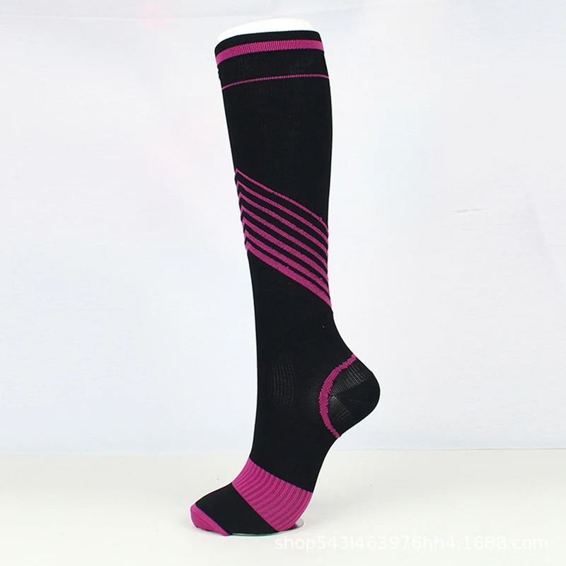 3pcs Stripe Outdoor Riding Unisex Sports Pressure Socks Sweat Absorption Breathable Medium Tube Socks Varicose Socks