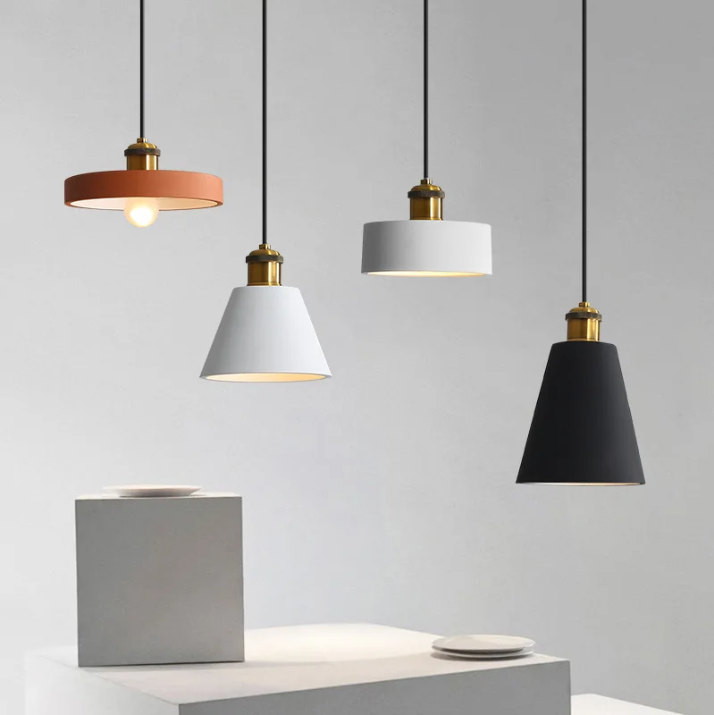 

Modern Simplicity Pedant Lamps Macaron Simple Dining Room Bedroom Bedside Hanging Nordic Industrial Style Pendant Light