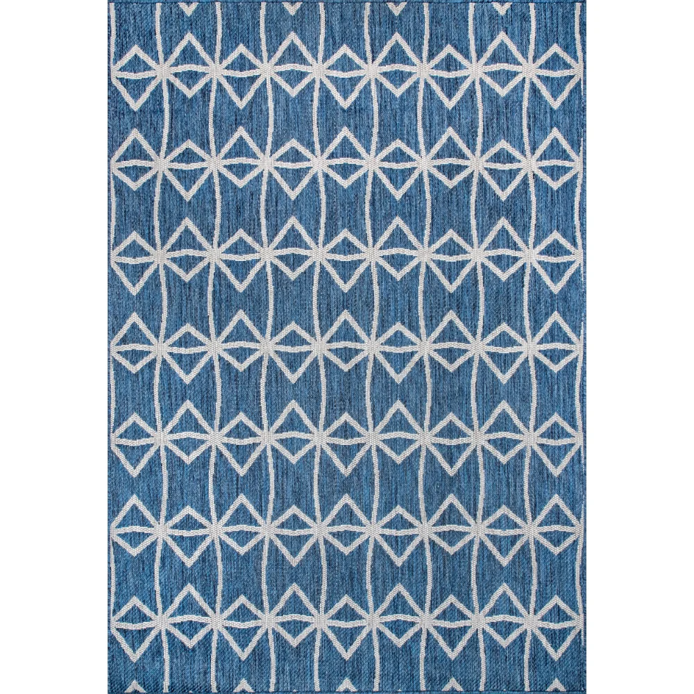 

Saunders Geometric Indoor/Outdoor Area Rug, 5' x 8', Blue